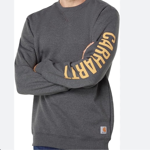 New Carhartt Men's Loose Fit Midweight Crewneck Logo Sleeve Graphic Sweatshirt - Picture 4 of 8